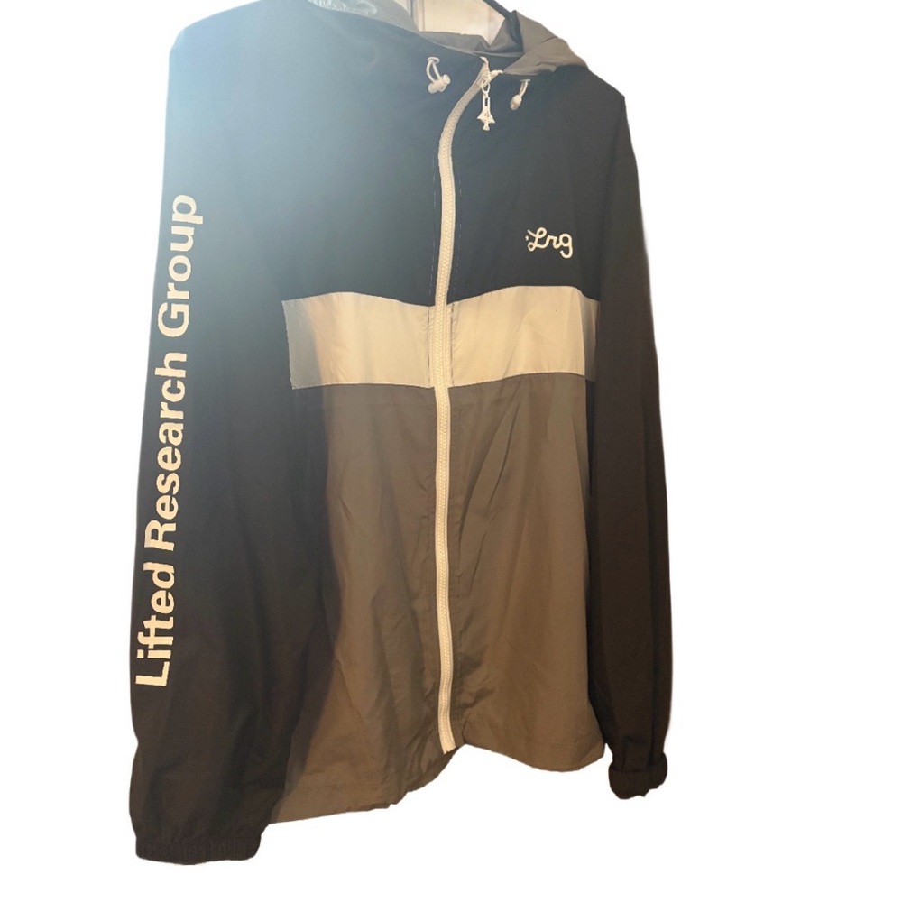 LRG BRAND SZ MED Black and Gray Windbreaker Jacket